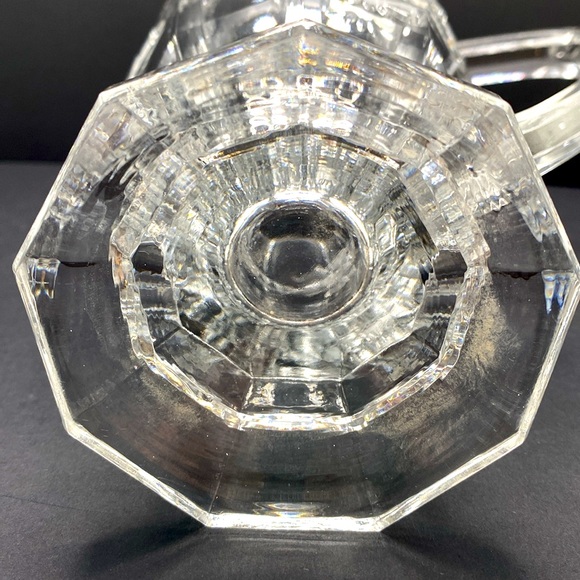 Quality Hand Cut Crystal Pitcher W/Scalloped Rim,Frosted Flower Motifs & Footed - Picture 8 of 10